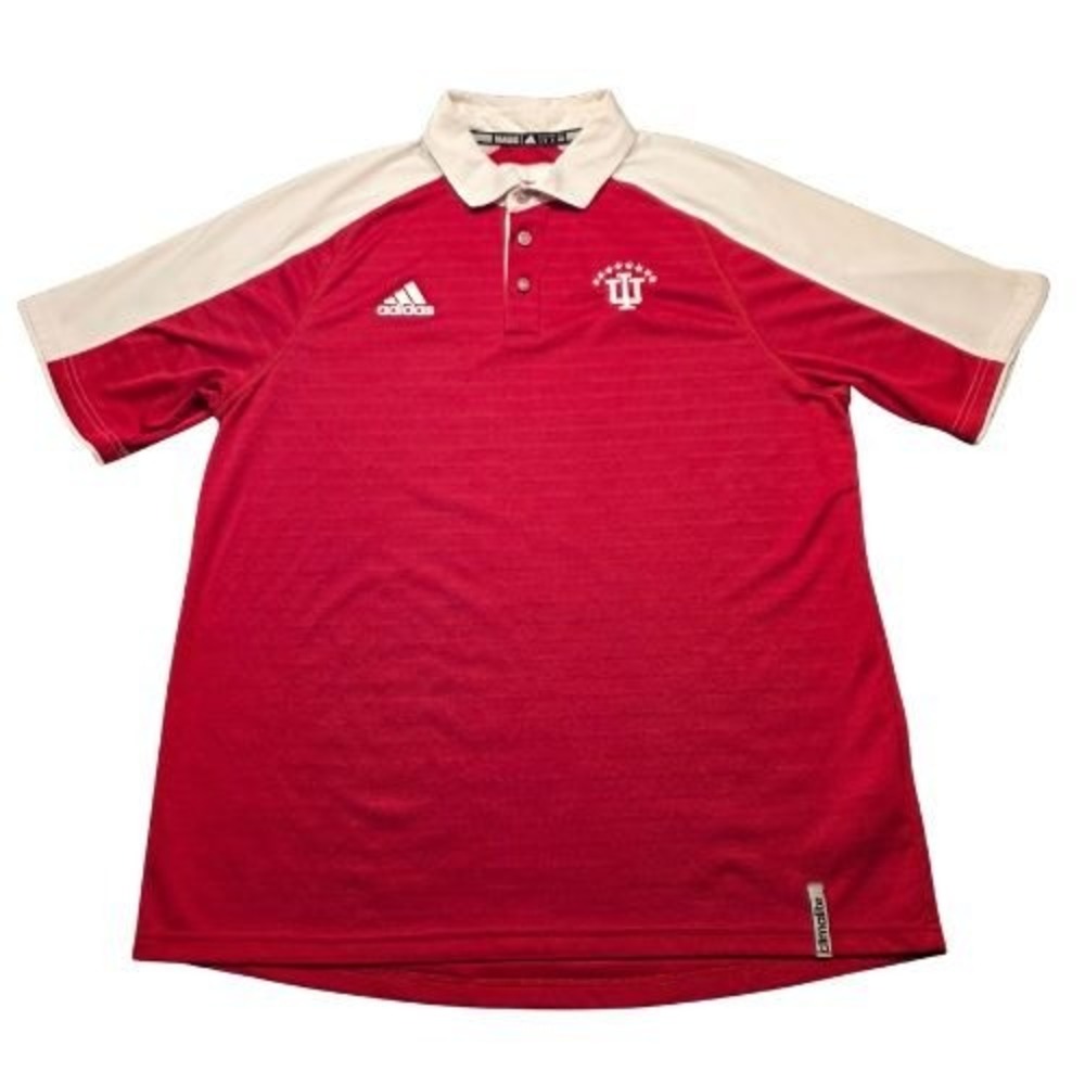 Adidas Indiana University Hoosiers Climalite Polo Shirt Mens L Crimson Red